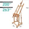 Mont Marte Tilting Studio Wooden Floor Easel. Height Adjustable Extra Large H-Frame Featuring a Large Tilt Range. Castor Wheels Allow Easy Movement and Can Be Locked into Place. - Image 3