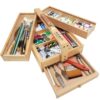 Mont Marte Multi-Purpose Wooden Art Box. 3 Layers of Storage for Organizing Art Supplies. Features a Leather Carry Handle for Easy Transport - Image 6