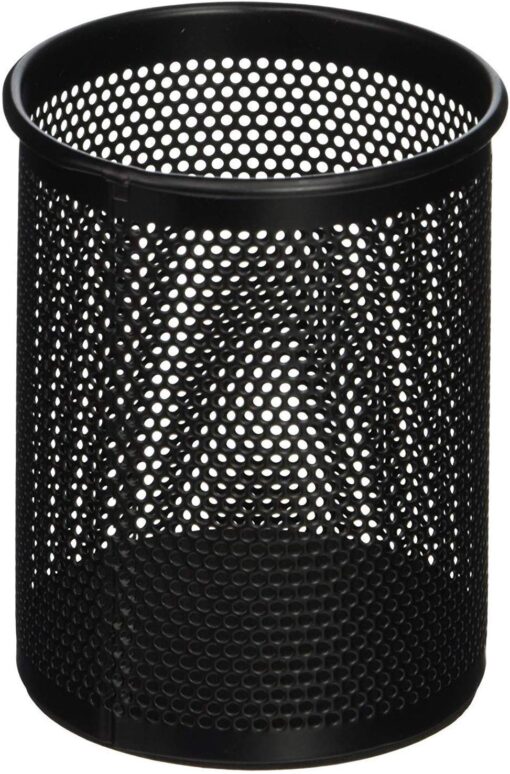 Black Single Round Mesh Metal Pen Pencil Holder Table Desk Organizer for Home Office