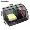 6 Compartment Pen Stand Organizer for Office Desktop Stationary Caddy with Pull Out Drawer-Black - Image 2