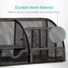 6 Compartment Pen Stand Organizer for Office Desktop Stationary Caddy with Pull Out Drawer-Black - Image 6