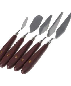 Palette Painting Knives of Various Sizes & Shapes, Stainless Steel Scraper Spatula Polished Brown Handle for Artist Canvas Oil Paint Color Mixing