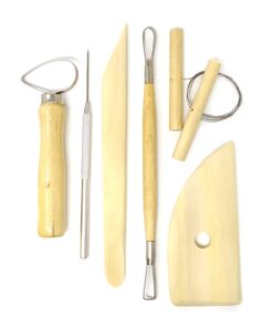 8 Pc Wooden Pottery Sculpting Clay Cleaning Tool Set, Includes Clay Cutting, Modeling, Trimming Tools, for Beginner Level Pottery and Smoothing, Cleaning, Carving, Shaping and Sculpting 11 42.4
