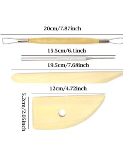8 Pc Wooden Pottery Sculpting Clay Cleaning Tool Set, Includes Clay Cutting, Modeling, Trimming Tools, for Beginner Level Pottery and Smoothing, Cleaning, Carving, Shaping and Sculpting 12 42.5