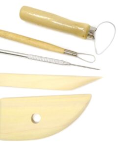 8 Pc Wooden Pottery Sculpting Clay Cleaning Tool Set, Includes Clay Cutting, Modeling, Trimming Tools, for Beginner Level Pottery and Smoothing, Cleaning, Carving, Shaping and Sculpting 13 42.6