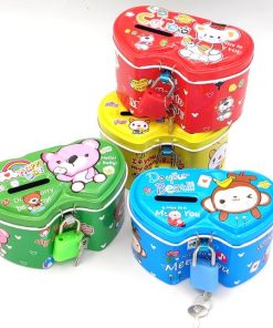 Colorful Metal Piggy Money Bank with Key Lock Small 5.5x9cms 2