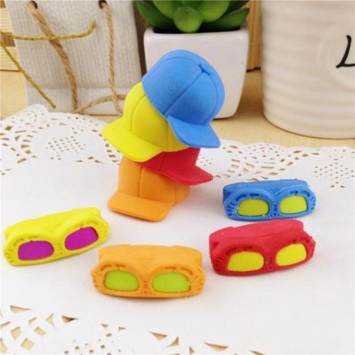 Creative Sunglass Hat Cartoon Rubber Eraser 2 pcs