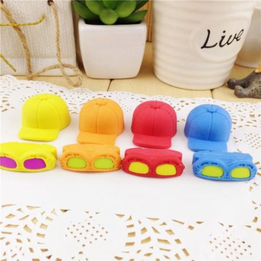 Creative Sunglass Hat Cartoon Rubber Eraser 2 pcs1