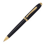 Cross Townsend Black Lacquer Ballpoint Pen with 23KT Gold Trim