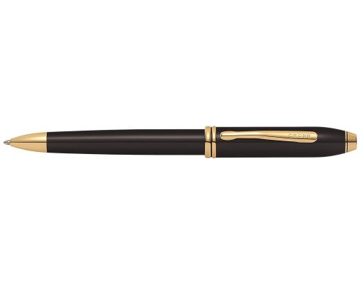 Cross Townsend Black Lacquer Ballpoint Pen with 23KT Gold Trim img2