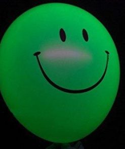 Flashing Light LED Smiley Face Printed Balloons Set Of 5 Mix Color2