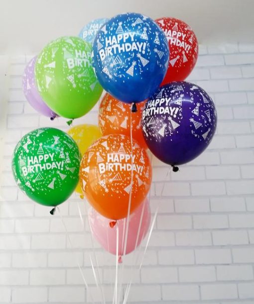 HBD Printed Multicolour Balloons Pack of 10 Size 12 inch3