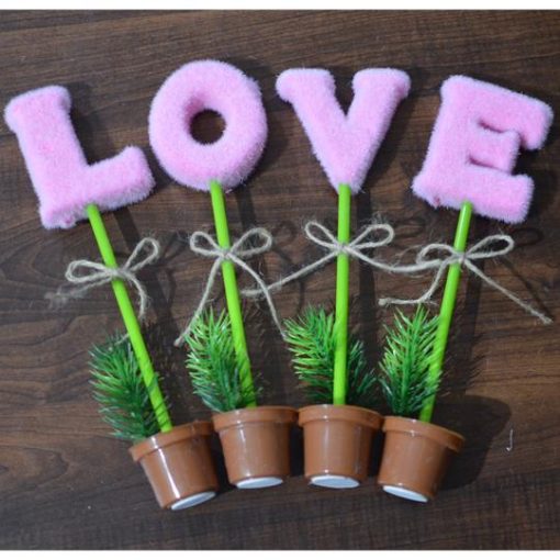 LOVE Potted Flower Ball Pen Gift Set set of 4 LOVE 1