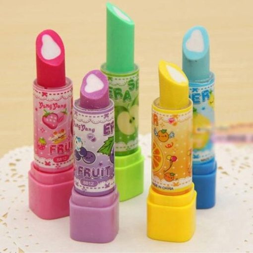 Lipstick Style Rubber Eraser For Girls