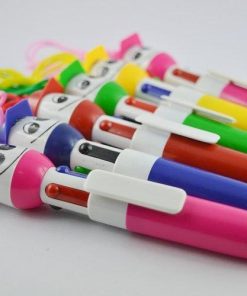 Smiley Face 4 In One Ball Pen With Cord Birthday Return Gift1