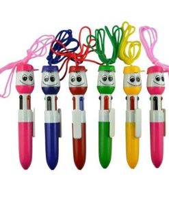 Smiley Face 4 In One Ball Pen With Cord Birthday Return Gift2