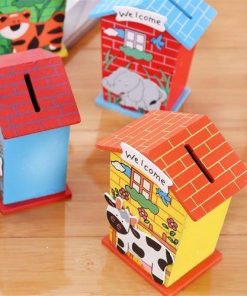Wooden House Shape Nature Designs Piggy Coin Bank2