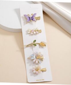 latest Korean fashion Style Flower Lock Hair Clip Pin Hair Accessories set For Women And Girls (5 Pcs)