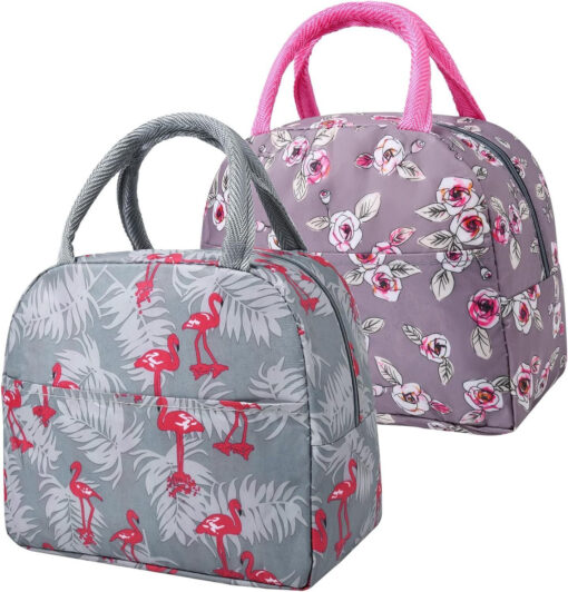 Lunch Bag for Women,2PCS Flamingo Animal Lunch Box Lunch Tote Bag Handbags