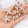 KARDIFF Korean Style Mini Pearl Hair Claw Clips Mini Pearl Claw Clips with Flower Design, Sweet Artificial Bangs Clips Decorative Hair Accessories for Women's Girls Pack of 12 Pcs (Pearl) 2 41JdtdOHokL