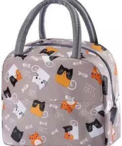 Cart 6 KARDIFF Insulated Lunch Bag Reusable Lunch Box Freezable Lunch Bag Leakproof Tote Bag for Women Men Office Work School Beach Hiking Picnic Fishing (Brown Cat)