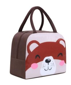 KARDIFF Lunch Bag Thermal Insulated Lunch Box Meal Prep Containers Portable Lunch Bags Water Resistant Oxford Cloth Cartoon Colors Insulated Bag (Bear)