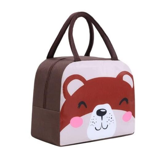 KARDIFF Lunch Bag Thermal Insulated Lunch Box Meal Prep Containers Portable Lunch Bags Water Resistant Oxford Cloth Cartoon Colors Insulated Bag (Bear)