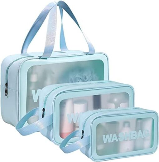 KARDIFF Makeup Pouch Travel Toiletries Organizer Cosmetic Bags Portable Organizer Case Carry Pouch for Women Bathroom Set of 3 Random Color