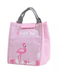 KARDIFF Lunch Bags for Office Women Men Insulated Lunch Bag for Kids Tiffin Bag for Organizer Storage Lunch Box Portable and Reusable Cloth Storage Box Jute Bag Box Storage Organizer (Pink Flamingo)