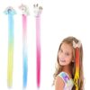 KARDIFF Kids Hair Clip in Colorfull Hair Extension Hair Clips with Tinsel Rainbow False Nylon Wig Braids Extensions Hair Styling Accessories for Baby Girls Adult, (2 PC, Multi Color) 1 41lIYo8CrrL