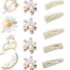 KARDIFF 13Pcs Korean Style Hair Clips for Women and Girls Bobby Pins Flower Hair Pins Handmade Metal Hair Barrettes Cute Fancy Hair Clips Gold Side Clips Hair Accessories 1 41qqFlznMRL