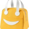 KARDIFF Lunch Bag, Cold Insulation, Thermal, Bento Case, Bento Box, Large Capacity, Aluminum Material, Lightweight, Smile Design (Yellow)