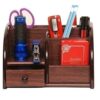 KARDIFF XINGLI Polished Multi-Functional Wooden Desk Organiser, Pen Stand/Pencil Stand/Stationery Stand for Office and Students use with Drawer