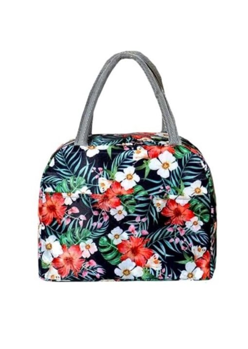 KARDIFF Insulated Lunch Bag for Kids, Women Small Lunch Leakproof Bag for Office, Work, School, Picnic Beach, Office, Outdoor Picnic Bag (Floral Black)