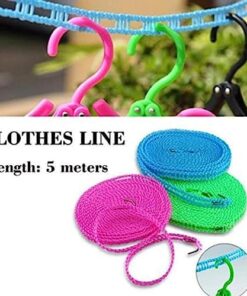 KARDIFF Indoor Nylon Rope with Hooks/Windproof Anti-Slip Clothes/Washing Line Drying/Nylon Clothesline Rope - 5 Meter (Multicolor) 12 518tR5Hb7bL