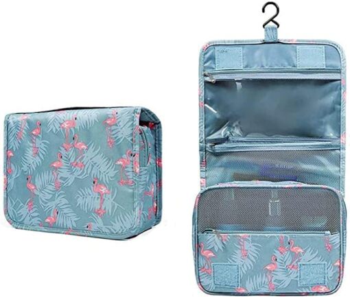KARDIFF Toiletry Bag Portable Hanging Travel Kit Bag Cosmetic Make up Organizer Makeup Pouch Waterproof Case Travelling Storage Brush Kit (Flamingo)