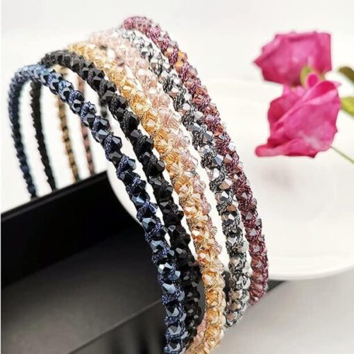 KARDIFF Rhinestone Headband Diamond Crystal Beaded Glitter Hairband Headwear for Women and Girls Party Hair Accessories (Pack of 1)