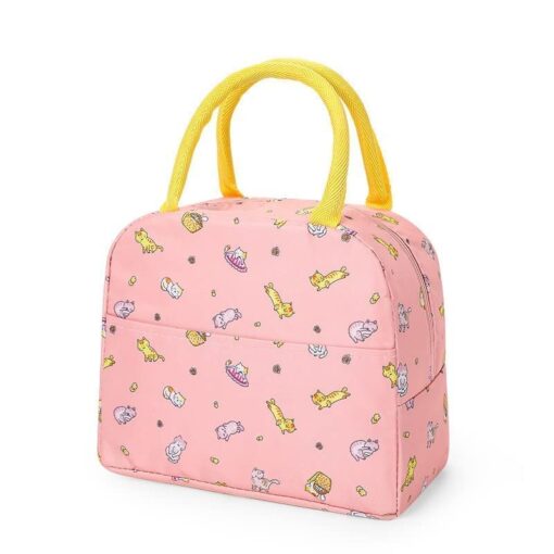 KARDIFF Insulated Lunch Bag for Women Small Lunch Leakproof Bag for Office, Work, School, Picnic Beach, Office, Outdoor, Gymor Travel (Pink Cat)