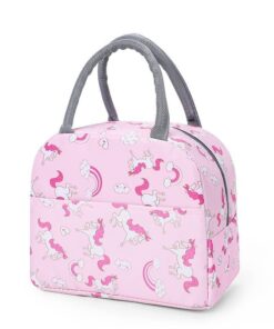 KARDIFF Aluminium Insulated Lunch Bag For Women Small Lunch Leakproof Bag For Office, Work, School, Picnic Beach, Office, Outdoor, Gymor Travel (Pink Unicorn), 5 liter