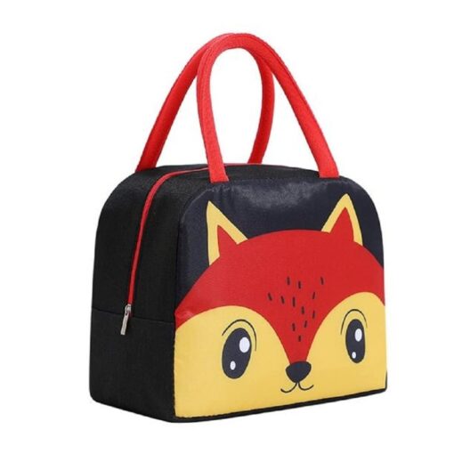 KARDIFF Lunch Bags Thermal Insulated Lunch Box Meal Prep Containers Portable Lunch Box Water Resistant Oxford Cloth Cartoon Colors Insulated Bag (Fox)