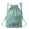 KARDIFF Unique Foldable Embroidery Flower Print Backpack Travel Drawstring Waterproof Bag Women Outdoor Gym College Back Bag Girl Travel Bag || Dry and Wet Separation || Duffel Bag (Green)