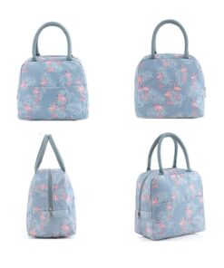 KARDIFF Lunch Bag Handle Insulation Cooler Bag for Women Picnic Travel Portable Food Storage Breakfast Student Thermal Bag Lunch Box Case(Greyflemingo)