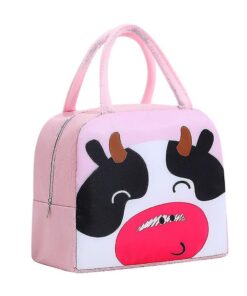 KARDIFF Lunch Bag Thermal Insulated Lunch Box Meal Prep Containers Portable Lunch Bags Water Resistant Oxford Cloth Cartoon Colors Insulated Bag (Cow)