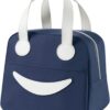 KARDIFF Lunch Bag, Cold Insulation, Thermal, Bento Case, Bento Box, Large Capacity, Aluminum Material, Lightweight, Smile Design (Blue)