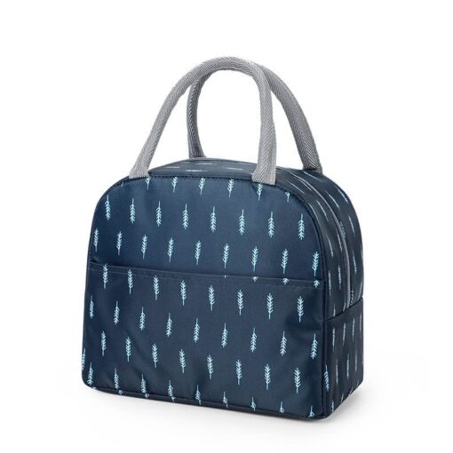 KARDIFF Aluminium Insulated Lunch Bag For Women Small Lunch Leakproof Bag For Office, Work, School, Picnic Beach, Office, Outdoor, Gymor Travel (Dark Blue Leaf), 5 liter
