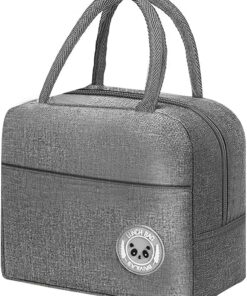 KARDIFF Insulated Lunch Bag for Women and Men, Reusable Lunch Tote Lunch Box Organizer Cooler Bag with Front Pocket for Work Travel Picnic (Grey)