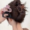 KARDIFF 3pcs Square Hair Clips, Solid Colored Hairpins,Clips for Women, Long Hair Clips, Short Hair Clips, Hair Claw Clips Non Slip High Ponytail Korean Simple Matte Non Slip Hair Styling Accessories