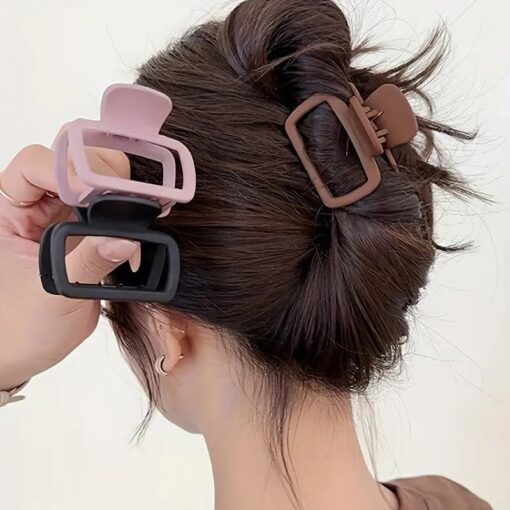 KARDIFF 3pcs Square Hair Clips, Solid Colored Hairpins,Clips for Women, Long Hair Clips, Short Hair Clips, Hair Claw Clips Non Slip High Ponytail Korean Simple Matte Non Slip Hair Styling Accessories