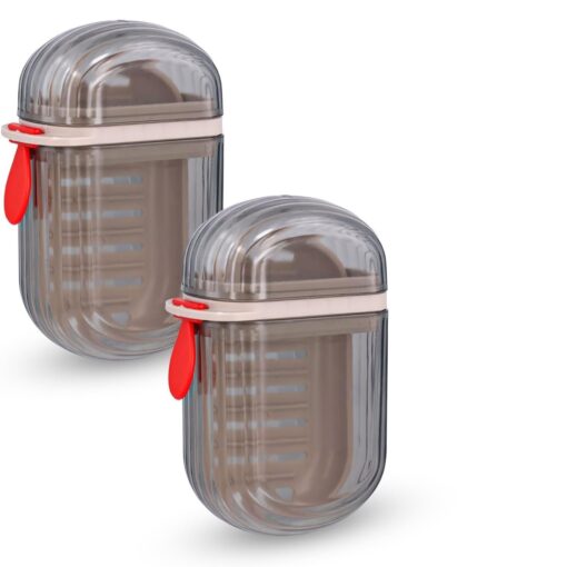 KARDIFF Travel Soap Box - Plastic Transparent Waterproof Portable Soap Dish Box for Travel, Camping & Outdoor, Leakproof Soap Box Case with Lid Draining Soap Dish Container(2 Pcs) (Pack of 2, Medium)