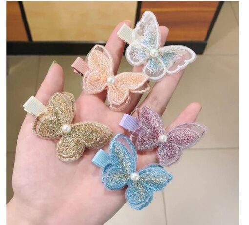 KARDIFF Fabric BUTTERFLY HAIRCLIPS 5pc Hairpin Hairgrip Hair Clips Fashion Hair Accessories Set Girls & Women (Multicolor)(Assorted)